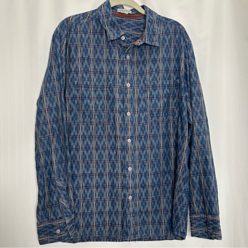 Carbon 2 Colbalt blue plaid button up shirt long sleeve